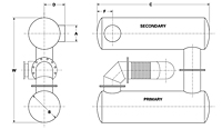Dimensional Drawing for Model LPC Series Critical Grade Tandem Engine Exhaust Silencers