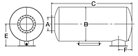 Dimensional Drawing for Model SHA Series Hospital Grade ATEX Spark Arrester Silencers (SHAS-04-90009000)