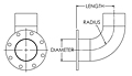 Dimensional Drawing for 90 Degree Short Radius Tube Elbows with Flange One End (ELF-03)